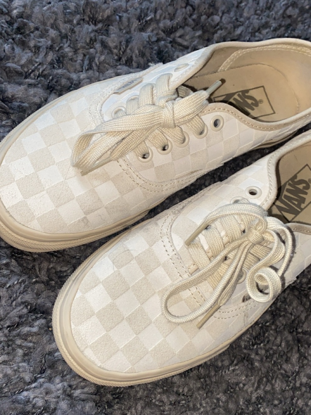 Checkered beige vans